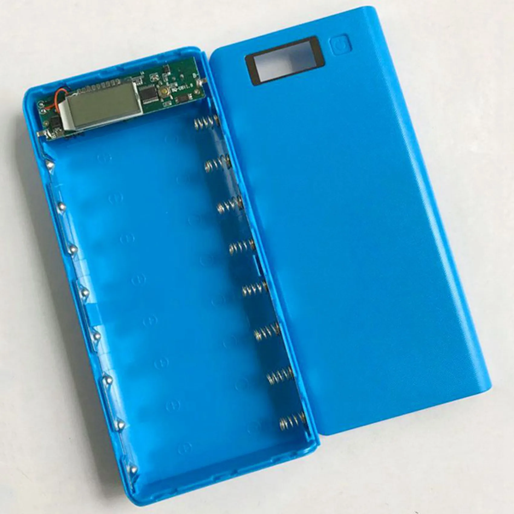 2X DIY 8X18650 Battery Power Bank Shell Box LCD Display Dual USB Power Bank Box KIT Power Bank 18650(No Battery) Blue