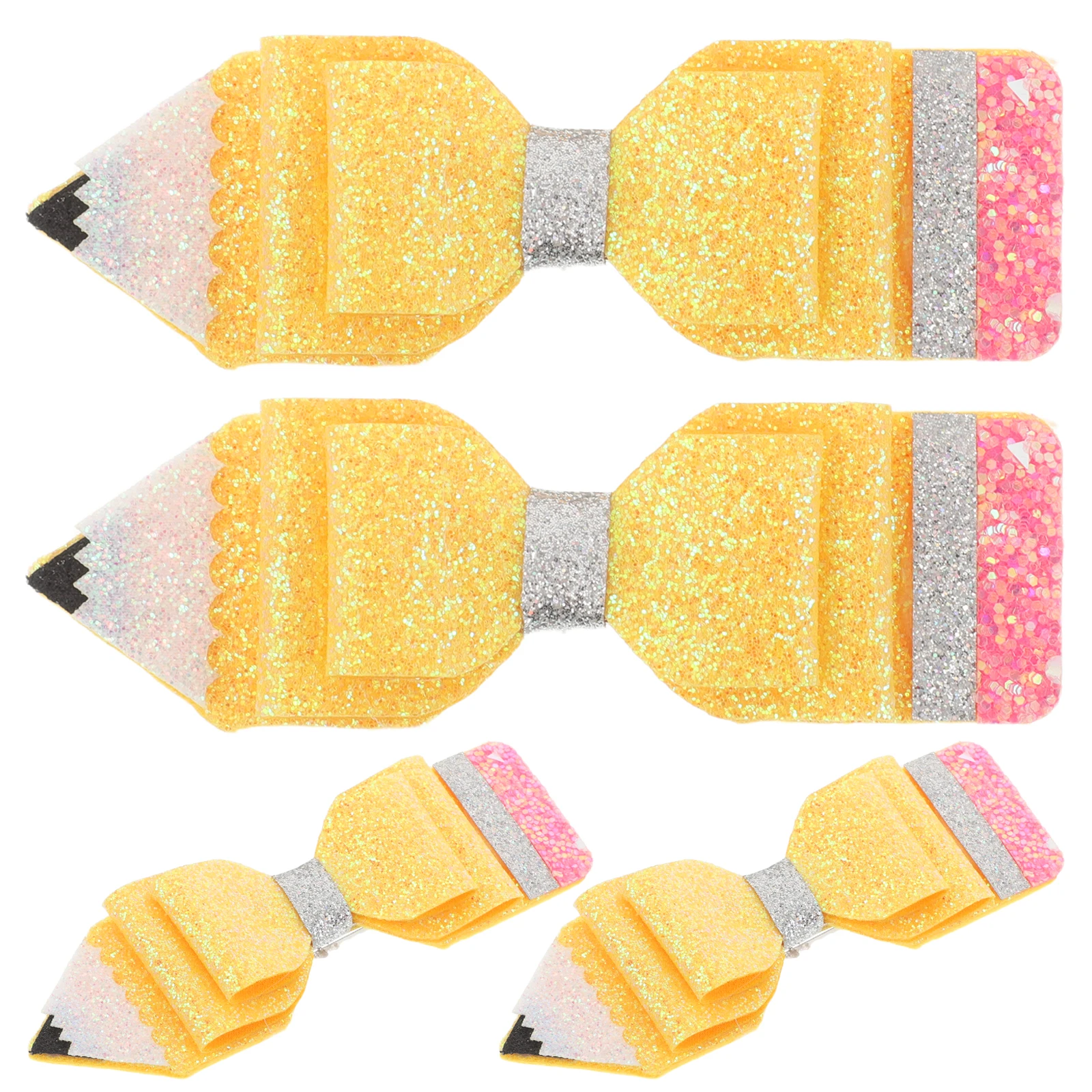 

4 Pcs Glitter Hair Accessories Pencil Bow Clips Barrettes Little Fabric Bows