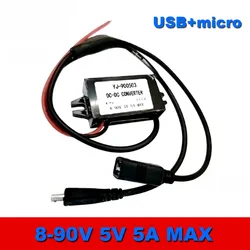 5A DC DC Step Down Converter 8-90V 12V 24V 48V 60V 72V 90V to 5V Micro Buck Power Supply 25W Mobile Phone Charging Waterproof