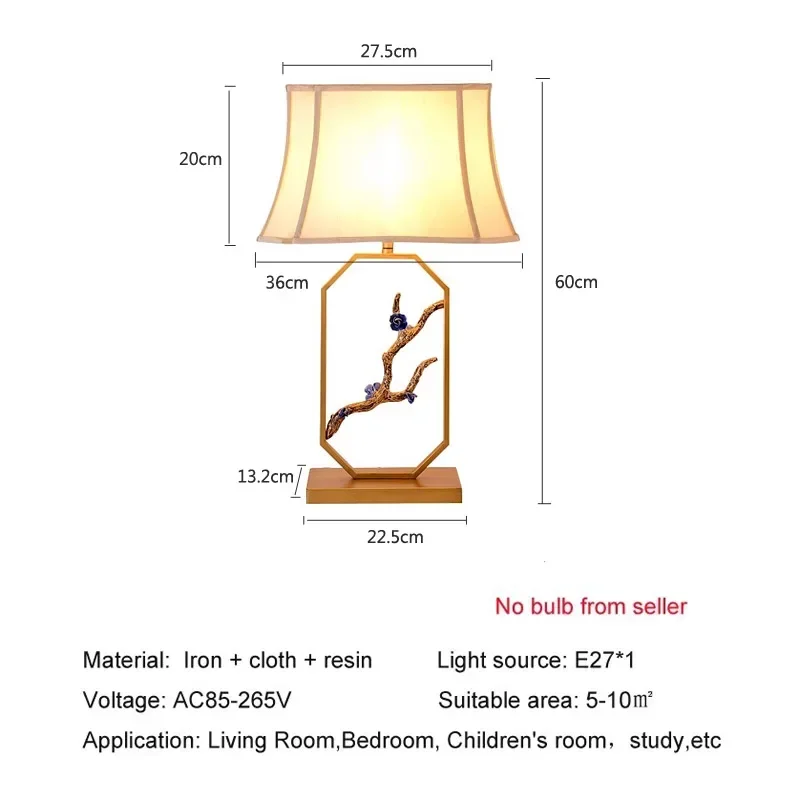 New Chinese Golden FabricTable Light Creative Hotel Living Room Office Study Bedroom Designer Decorative Desk Lamp