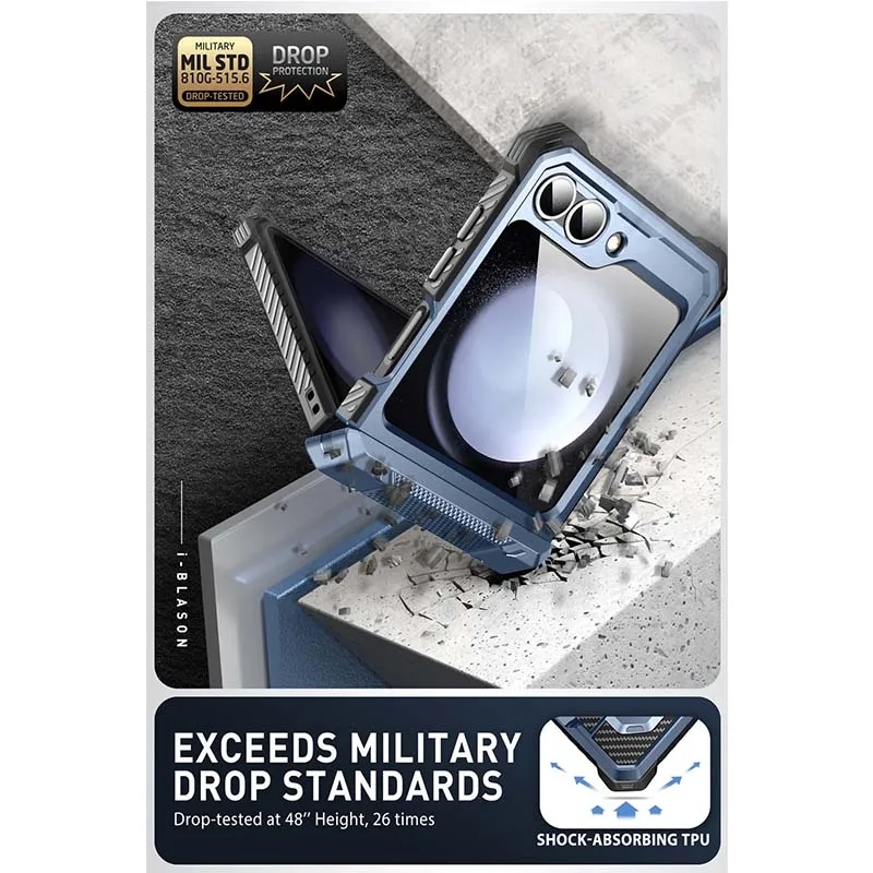 I-BLASON For Samsung Galaxy Z Flip 7 FE/6/5 Case Armorbox Pełna ochrona Wojskowe etui na telefon z osłoną ekranu i stojakiem — zdjęcie produktu 3