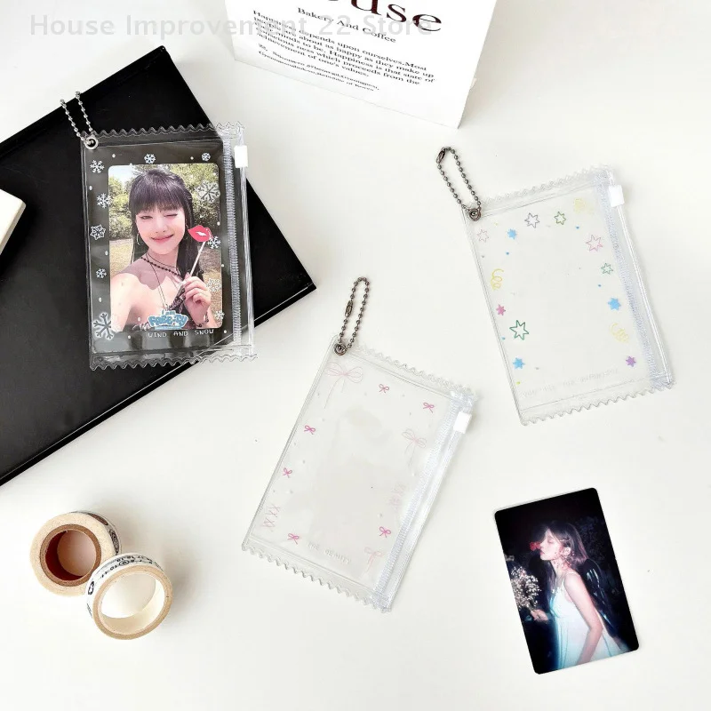 شفافة الحلو Photocard حامل لطيف بسيط عرض الصور حقيبة قلادة المعبود صور بطاقة الغطاء الواقي حامل بطاقة الموضة