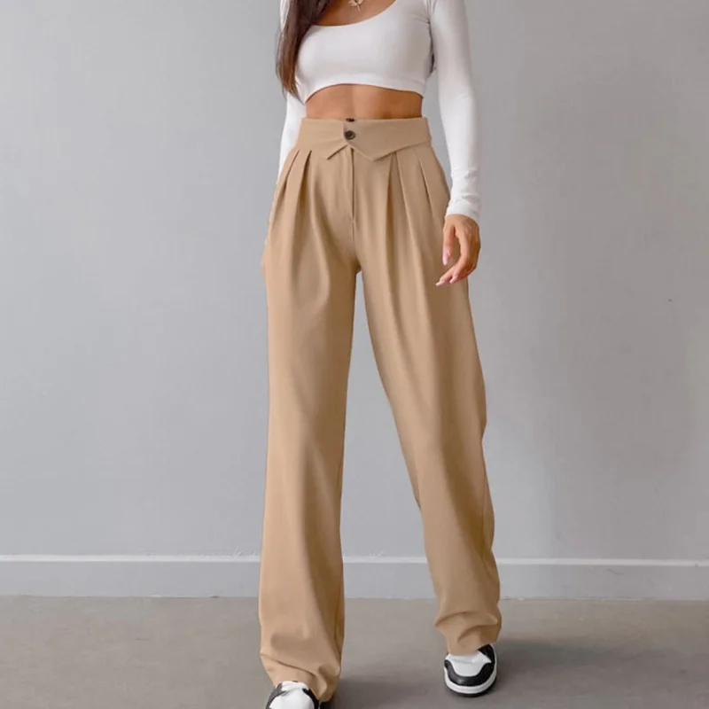 

2026 Lady Baggy Wide Leg Straight Leg Trousers Women Summer Casual Comfortable Pants Female Fashion Concise High Waisted Slacks