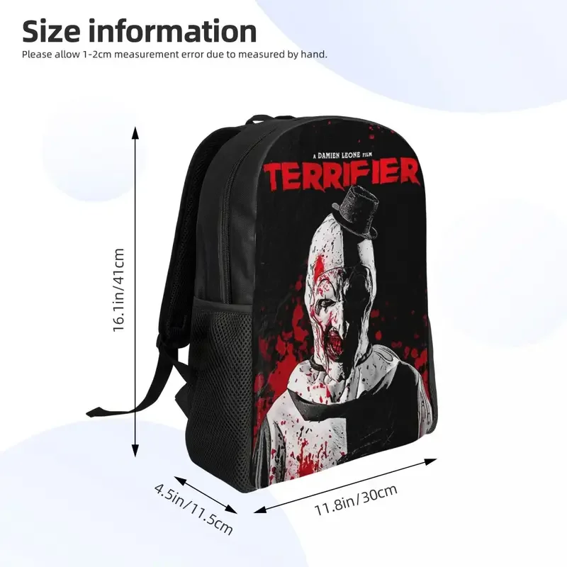 Mochilas personalizadas de filme terrificador, Escola universitária estudante Bookbag, Se encaixa 15 "Laptop, Horror Halloween Clown Bags, Homens e mulheres