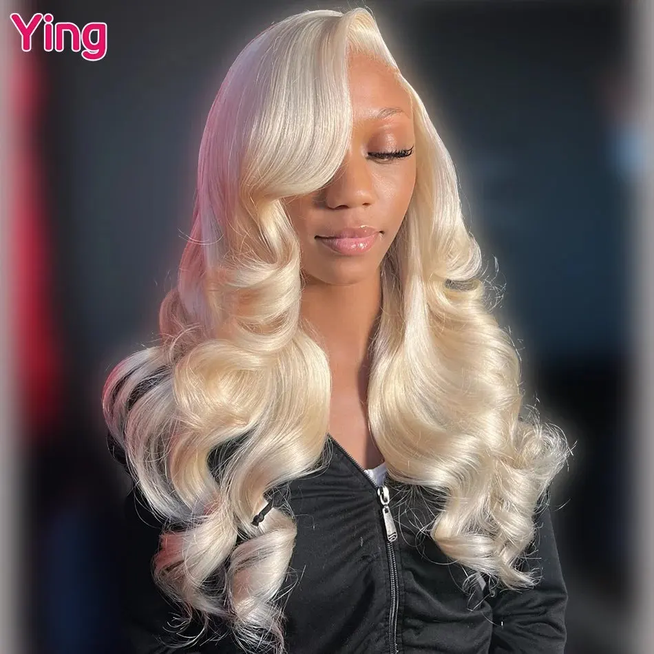 Blonde 613 HD Lace Wig 13x6 Human Hair 13X4 Frontal Blonde Colored Body Waves Glue-Free Waves 180 Density 22 Inch Wig