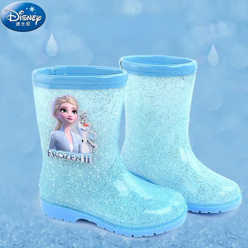 Disney Girls Frozen Rain Boots Student Rain Boots Children's Princess Rain Boots Rubber Water Shoes Non-Slip Short Shoes 2022