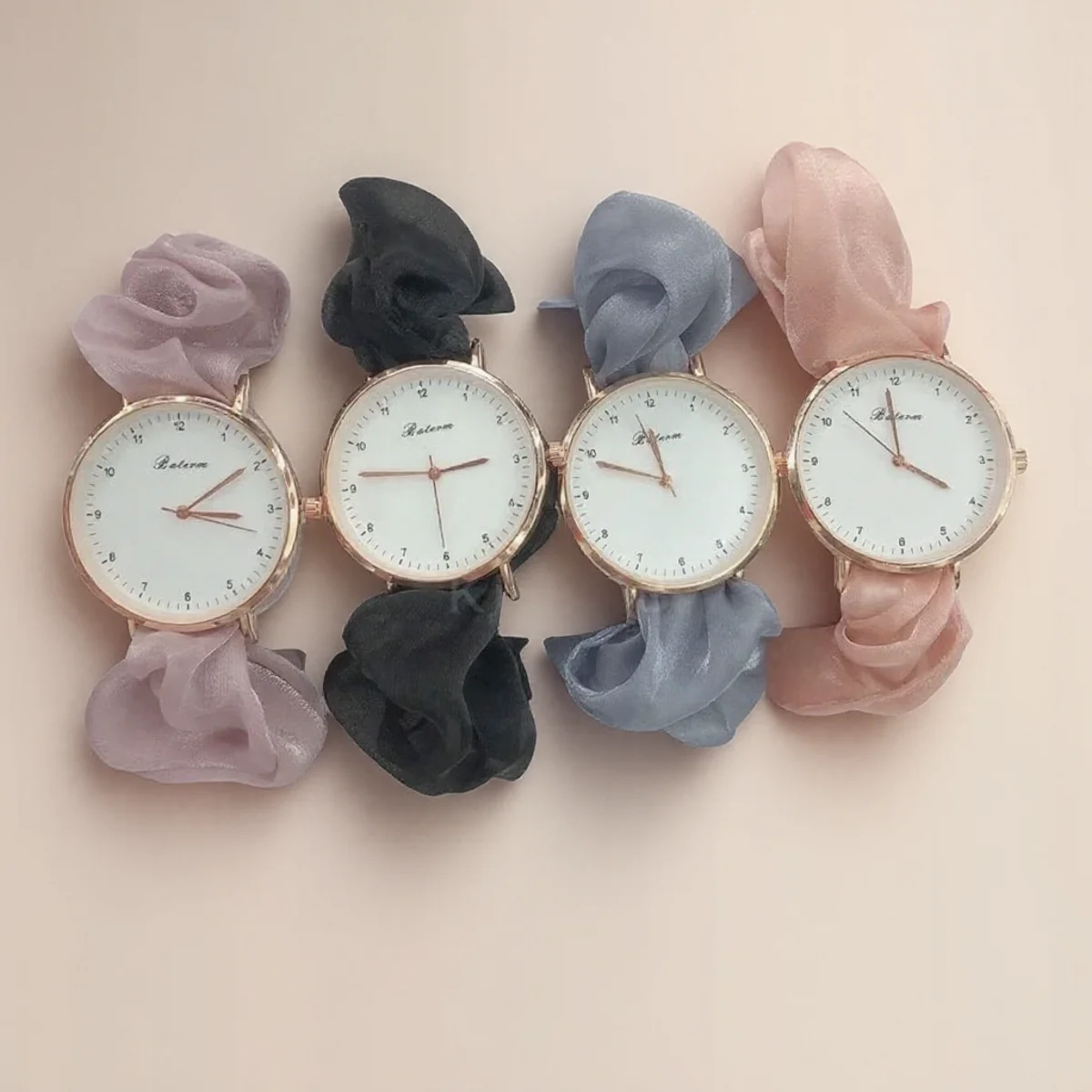 

Креативные цифровые часы с лентой для женщин, элегантные студенческие часы без застежки, цветной тканевый ремешок, кварцевые часы