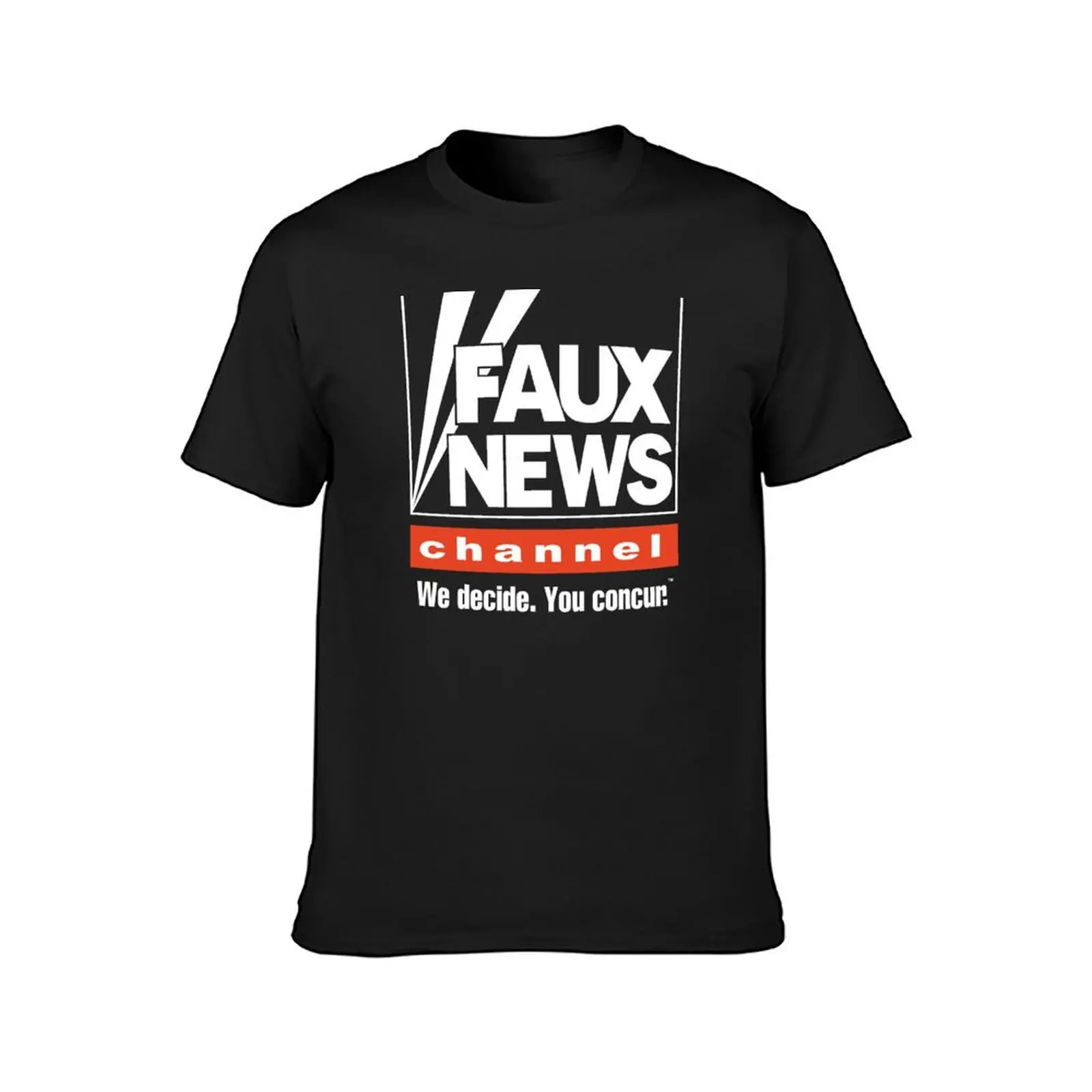 Faux News Channel T-Shirt summer tops funnys graphics plus size tops plain t shirts men