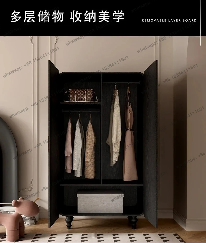3 French cream style flower solid wood wardrobe bedroom free installation wardrobe storage cabinet household