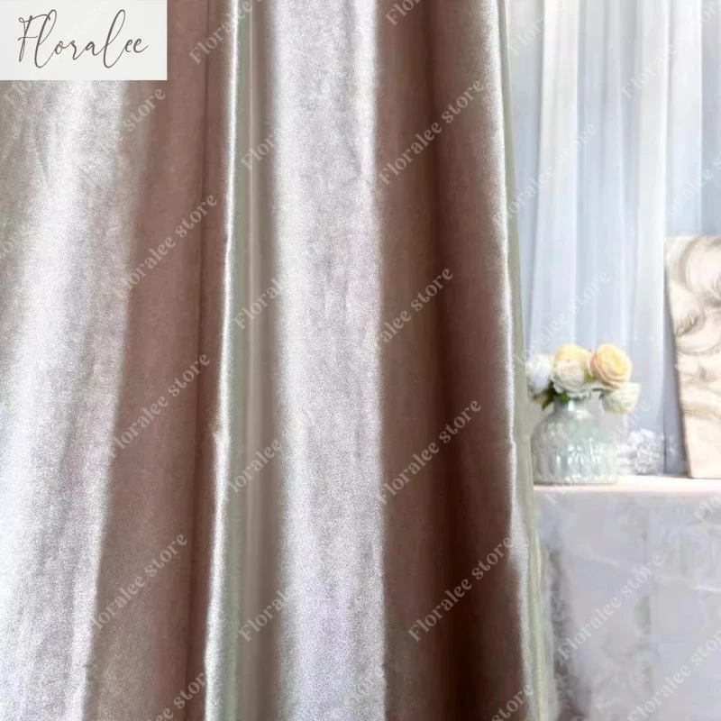 Coffee Velvet High Precision Blackout Curtains for Living Room and Bedroom New Style Hanging Light Luxury Simple Fabric Curtains