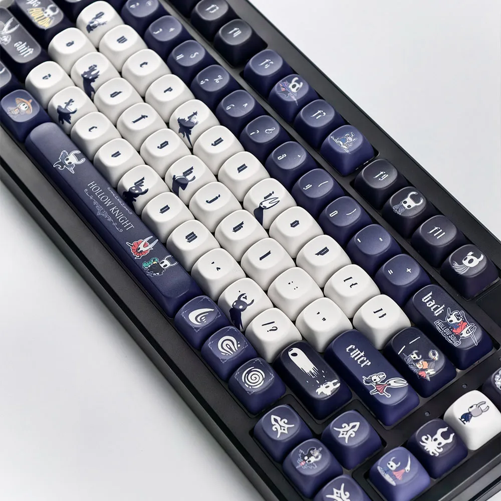 ホロウナイト ゲームキーキャップ MOA プロファイル ラウンド キュート ネイビーブルーとブラック メカニカルキーボードキャップ PBT昇華カスタムキーキャップ