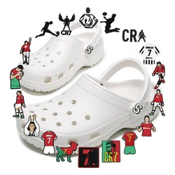 Breloques de décoration de chaussures de jardin pour adultes et enfants, meilleurs joueurs, Portugal, Cristiano, épingles, futdangers, bracelet, accessoires Crox, vente en gros, 18 pièces