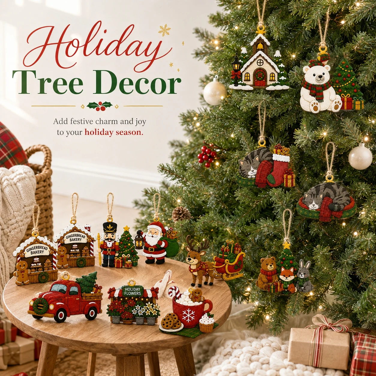 11 PCS Christmas 2D Flat Felt Hanging Ornaments, Christmas Holiday Felt Decor Pieces, DIY Holiday Decor for Home Party Hangings image 5