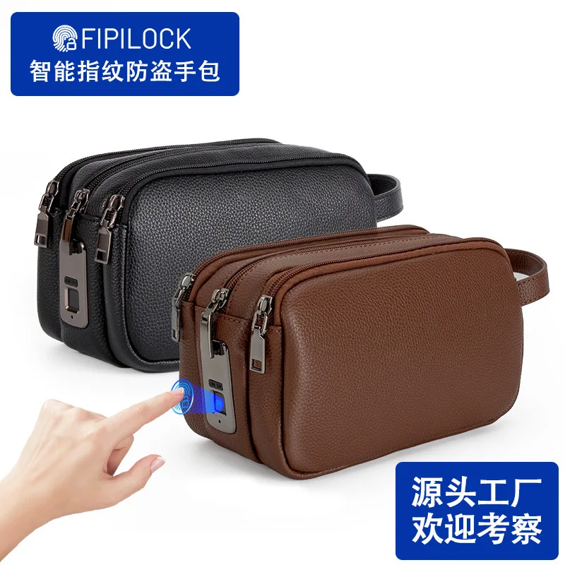 Clutch Bags Handbags for Men and Woman with Smart Fingerprint Unlock Anti-thef Wallets Envelope Bag Purse Business Male SAC view 3