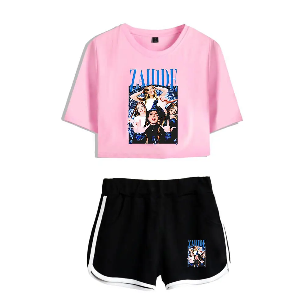 

Zahide Merch Streetwear Outfits Summer Women 2 Piece Sets Crop Top and Shorts Pant Women Two Piece Set Female