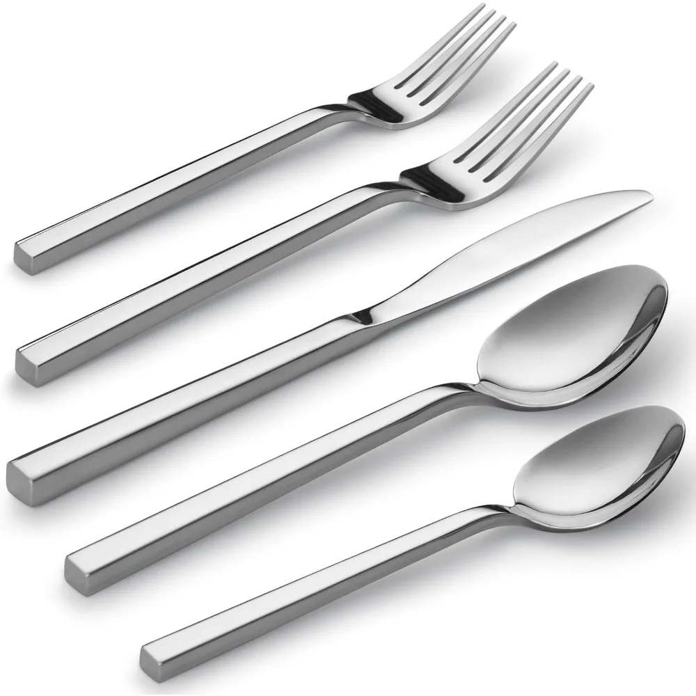 

Cube 20-Piece Forged Stainless Steel Flatware Set Cutlery Set,Silverware Set Service for 4,Mirror Finish,Dishwasher Safe