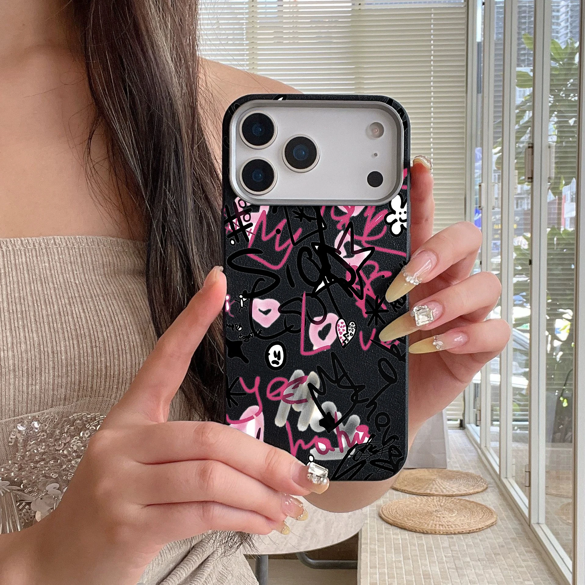 Retro-Graffiti-Y2K-Schutzhülle für iPhone 16 15 Pro Max Hüllen iPhone 17 11 12 13 ProMax 14 15 16 Plus 8 XS XR Stoßfeste TPU-Abdeckung – Detail 5