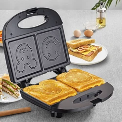 Small Sandwich Smiley Machine Multi-function Non-stick Coating Bread Baking Pan Cute Toaster Home 750W Electric Waffle Maker