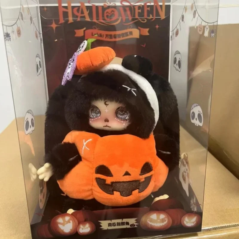 

In Stock Lokiki Small Angel Pumpkin Skeleton Rabbit Ghost Cat Heart-Shaped Pendant Card Lovely Action Doll Collection Model Toy