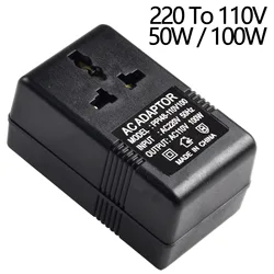 1pc Voltage Converter Step Down Transformer Travel Adapter 220V To 110V Voltage Converter EU Plug 50/100W Power Transformer