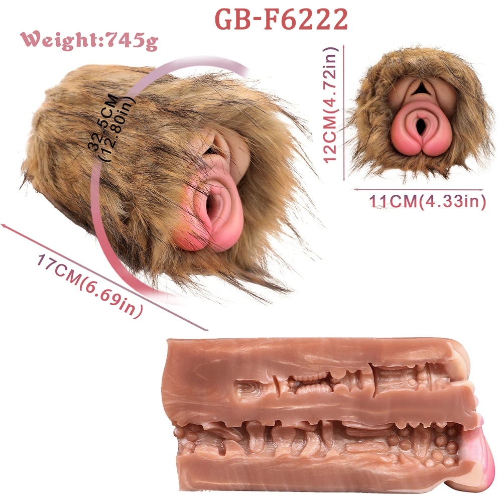 GEEBA Realistische Dier Tijger Kut Masturbator Met Bont Voor Men18 + Full-channel Man's Onahole Siliconen Volwassen Stroker seksspeeltjes