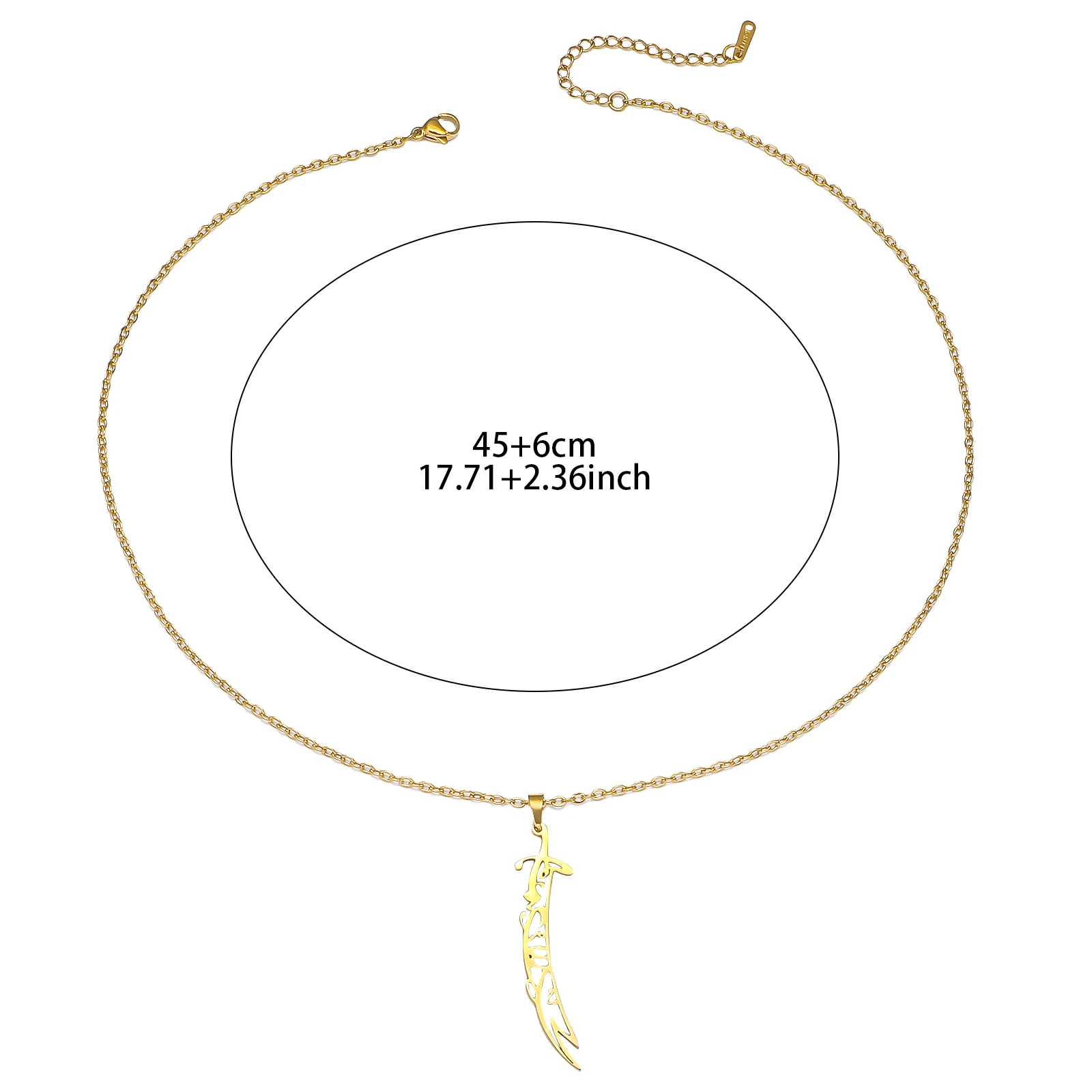 Muslim Islamic Zulfiqar Sword Necklace 304 Stainless Steel Hollow Arabic Text Pendant Multi-Occasion Neck Jewelry - view 5