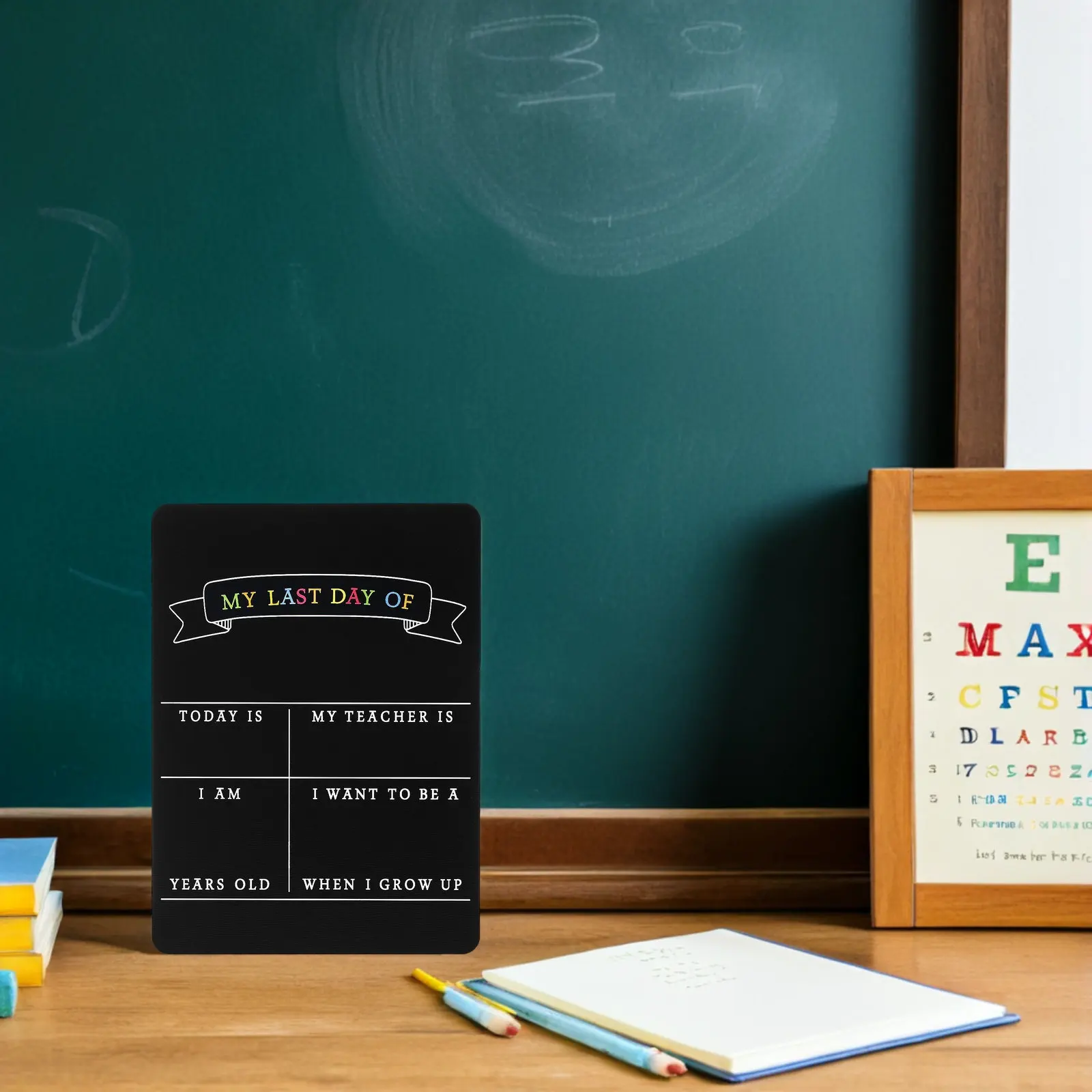 2個入り-両面使える木製黒板-最後の日-最初の日-学校サイン-保育園-幼稚園-メモリーフォトプロップ