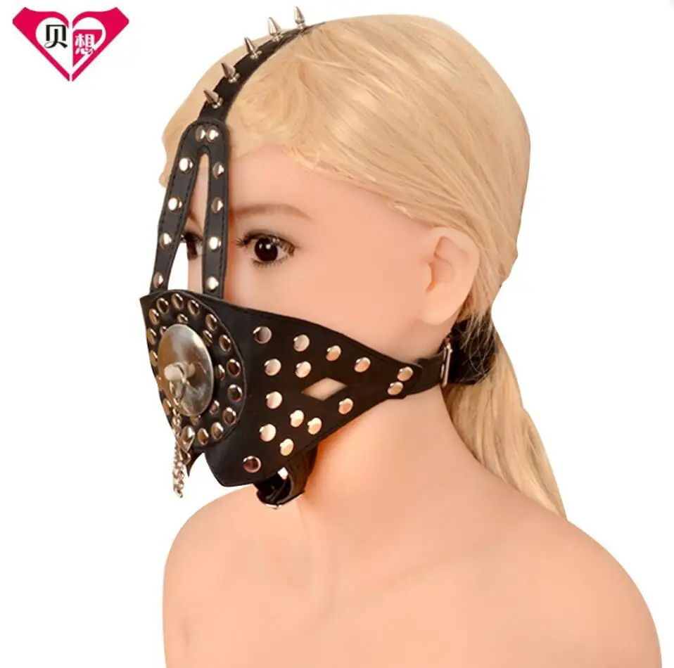 

Exotic Accessories of Leather Sex Bondage Fetish Restraint Mask Hood with Lockable Open Mouth for Headgear Bdsm Flirt Toy S3170