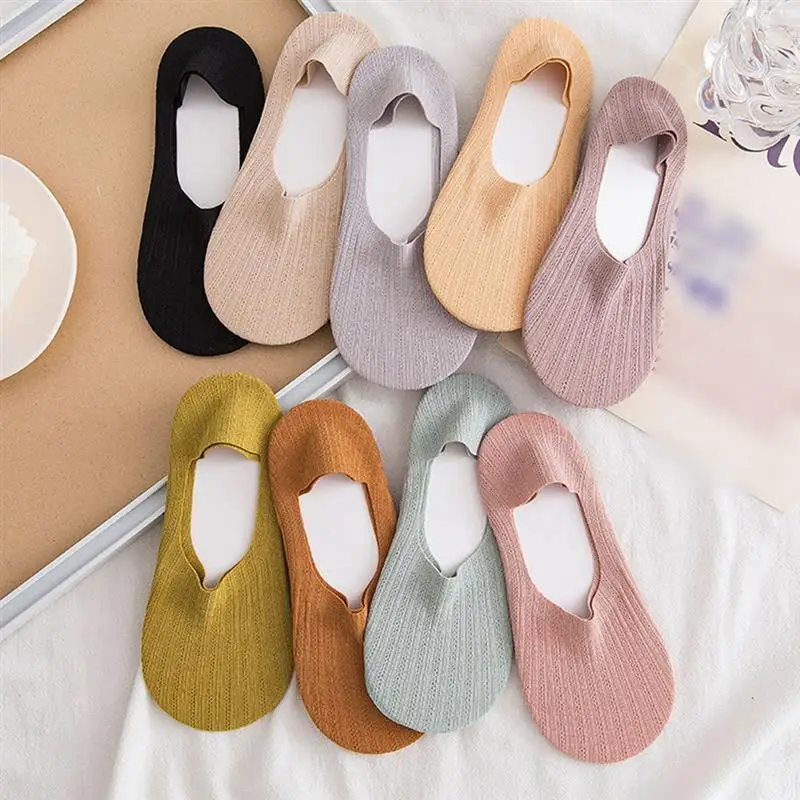 

6 Pairs 12Pcs Women Cotton Invisible No Show Socks Non-Slip Summer Solid Color Short Socks Fashion Ankle Thin Slipper Sock