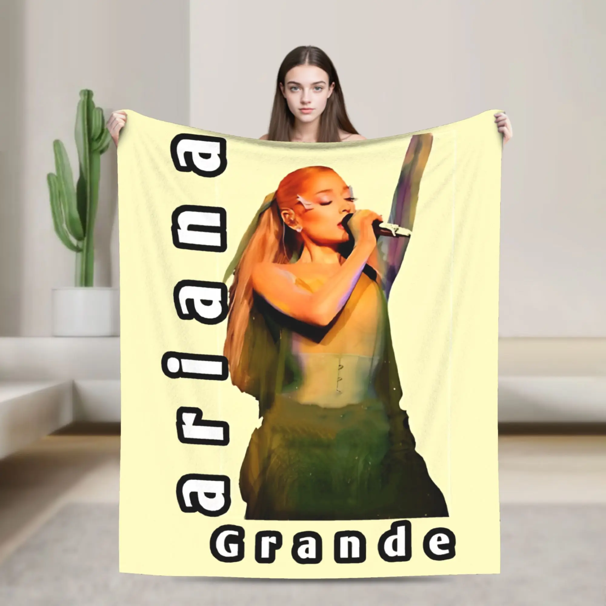 Ariana Grandes Singer Blanket Cover Fleece  Soft Throw Blanket for Airplane Travel Bedspread