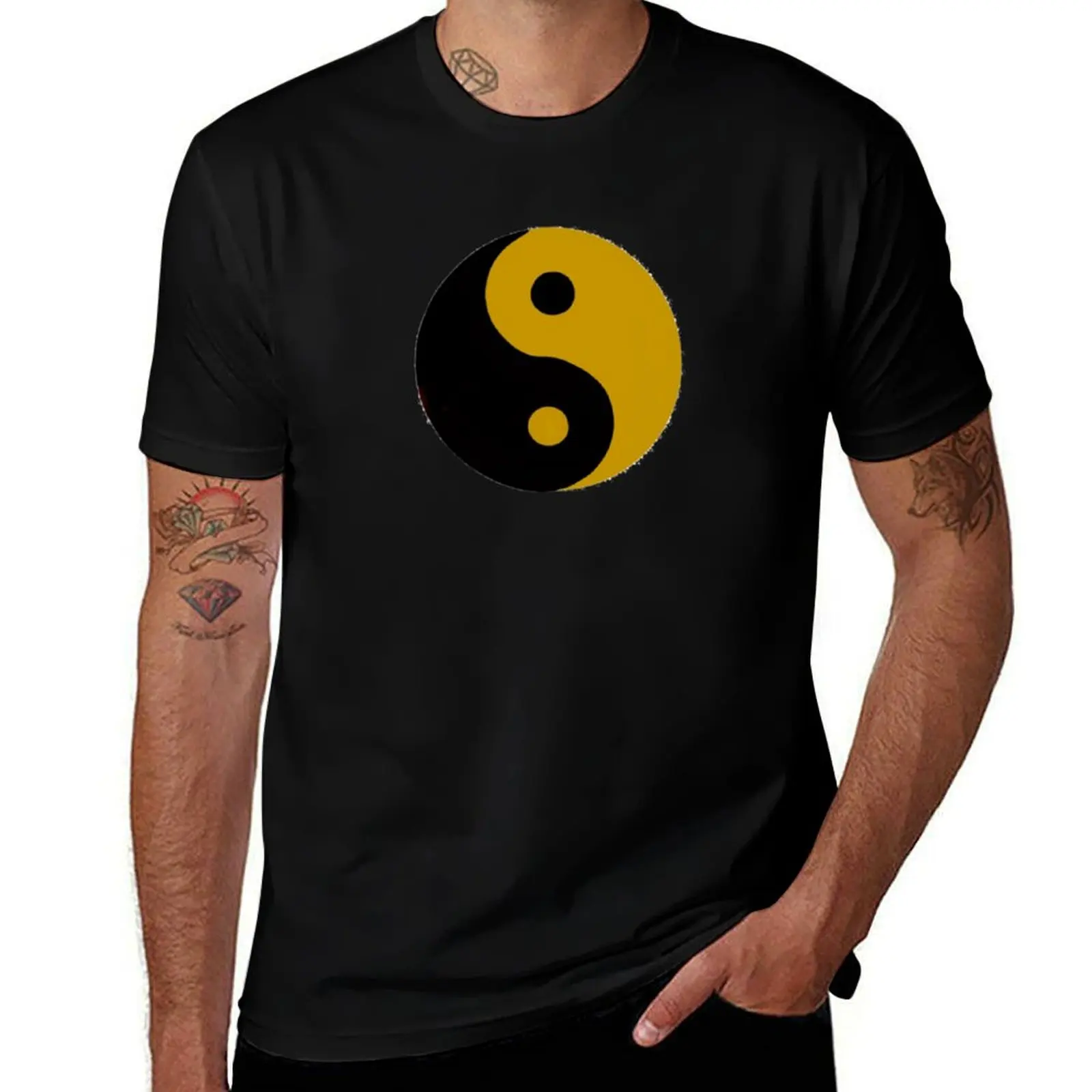 

black and gold yin yang T-Shirt printed t shirts for man t shirts for man pack white T-Shirt