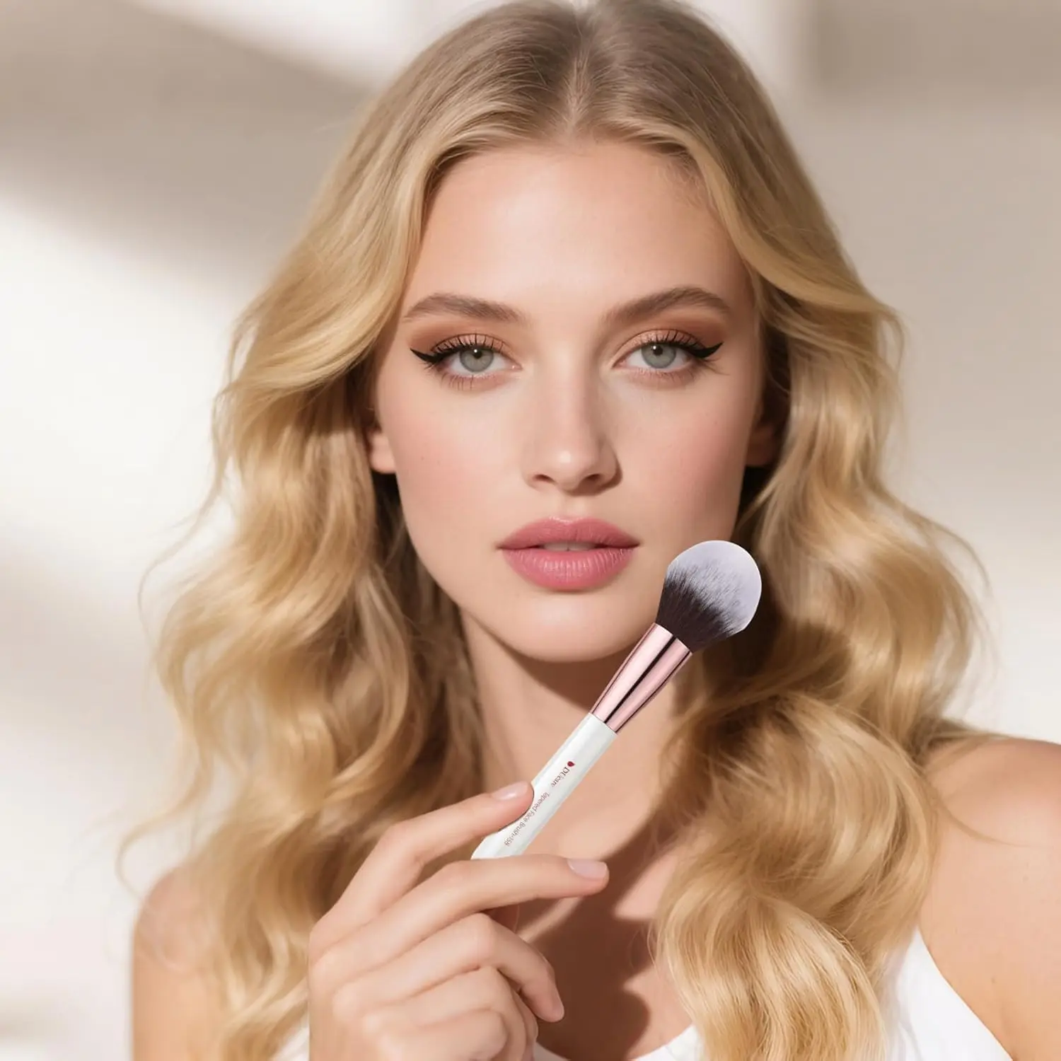 Conjunto de pincéis de maquiagem profissional, 27 peças: base kabuki sintética, pó facial, blush, corretivos, kit de sombras para os olhos em branco