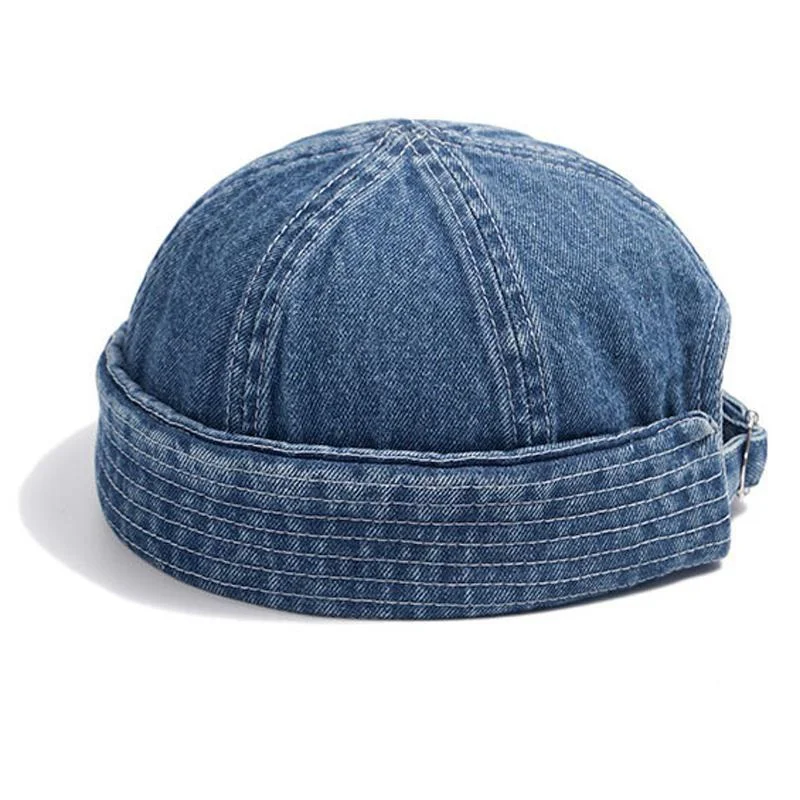 Brimless Gorro Hombre Docker Miki Denim Hat Men Women Retro Sailor Melon Snapback Bomber Caps Washed Cowboy Skullcap