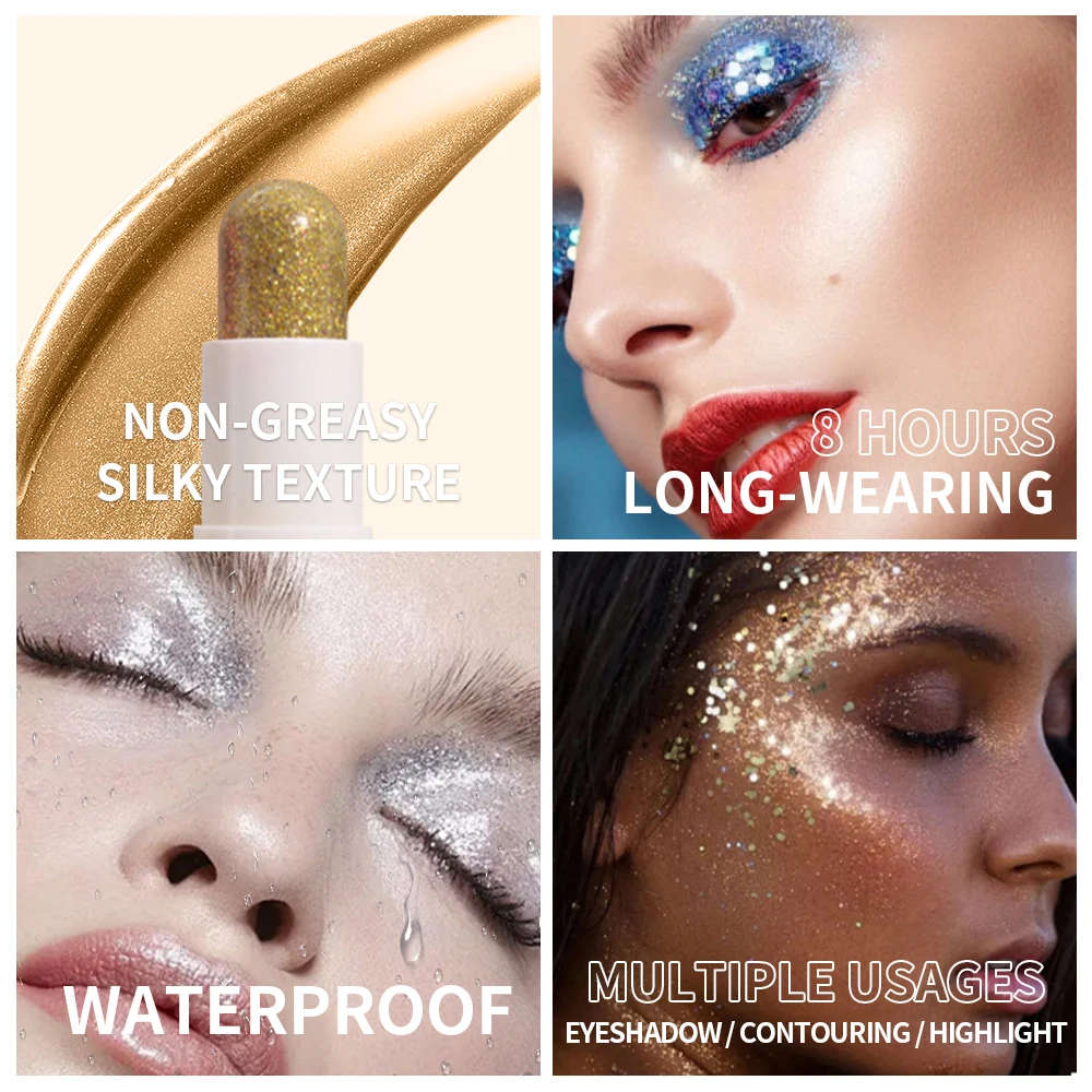 Glitter Oogschaduw Stick Waterdichte Koreaanse Make-Up Cosmetica Glanzende Oogschaduw Glitter Eyeliner Koreaans Groen Blauw Oogschaduw Stick