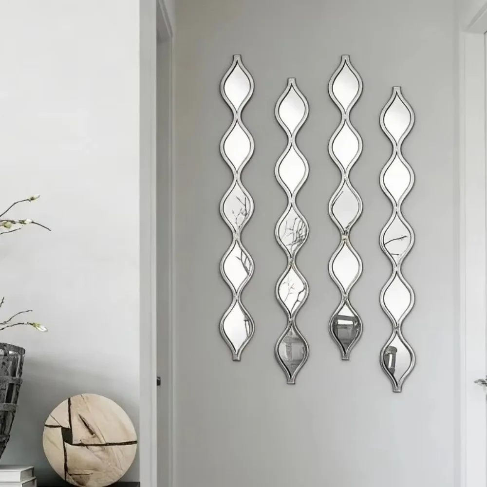Acrylic Material Mirror Wall Sticker Removable Golden Color Water Drop Mirror Sticker Teardrop Shape Self-Adhesive