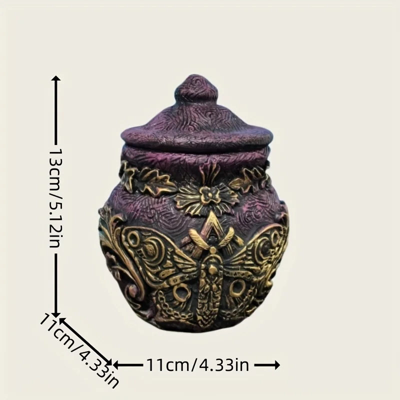 Resin Purple Butterfly Gothic Witch Bottle Statue Vintage Totem Jar Figurine Home Living Room Office