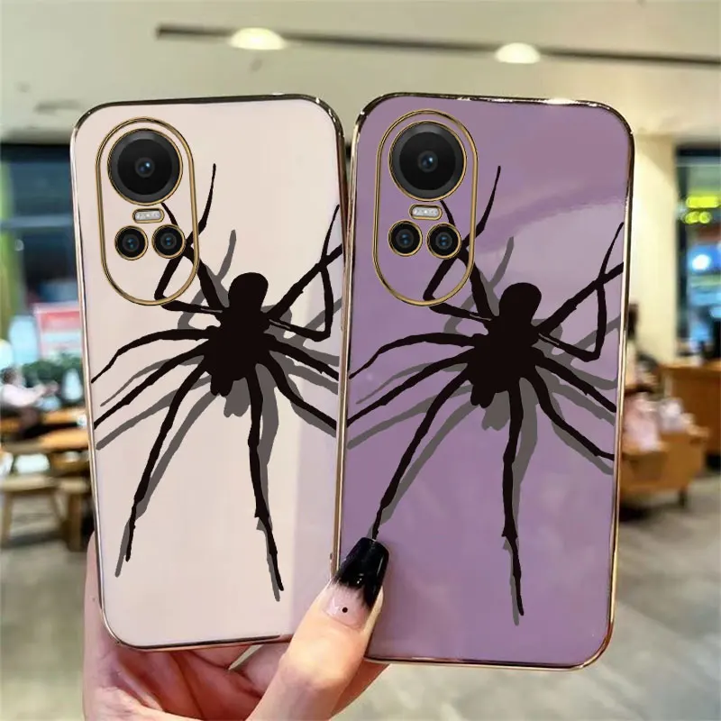 Reno10 Big Spider Plating Phone Case For OPPO Reno 11Pro 11 10ProPlus 10Pro 9 9ProPlus 9Pro 8T 8 8Pro 7 7Pro 7SE 6 Cover