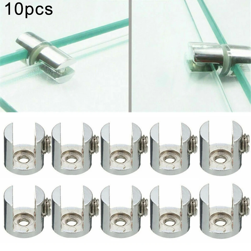 10pcs Glass Bracket Clamp  Zinc Alloy Glass Shelf Support Brackets 6-12mm For Fixing Bathroom Glass Isolating Office Seat Glass