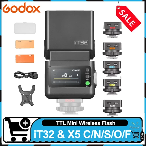 Imagen 1 del producto Flash para cámara Godox iT32 iFlash TTL HSS con cabezal giratorio, flash para cámara X5 C/S/N/F/O/L, disparador de flash magnético TTL inalámbrico.