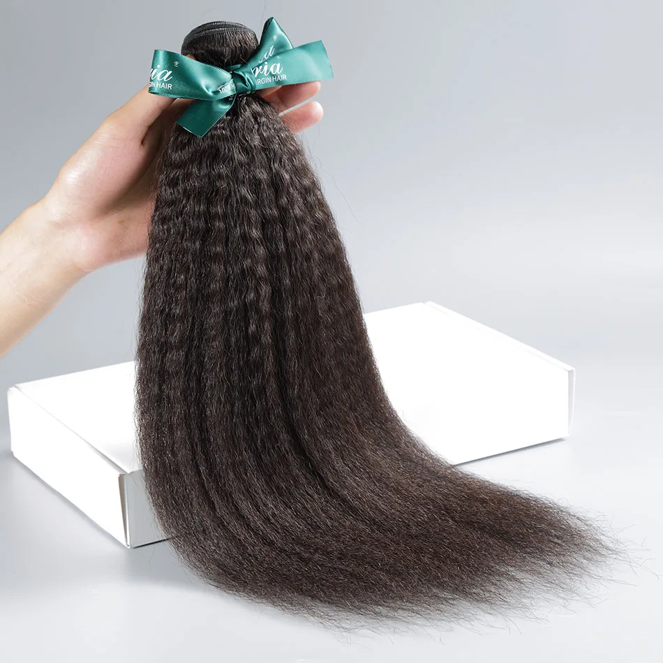 

Бразильские пучки человеческих волос Yaki 15A 1/3/4 Кудрявые прямые пучки 30-дюймовый девственный пучок 100% наращивание человеческих волос для женщин