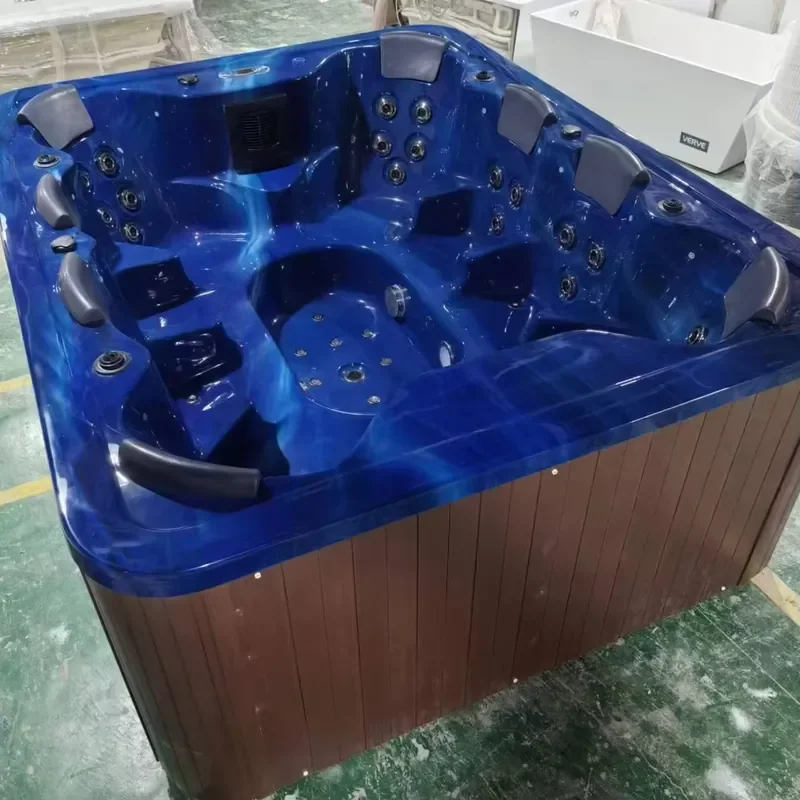 8 Person Acrylic Bathtub whirlpool LED on the Bottom Outdoor 8 Seats Large Massage Hot Tub Spa