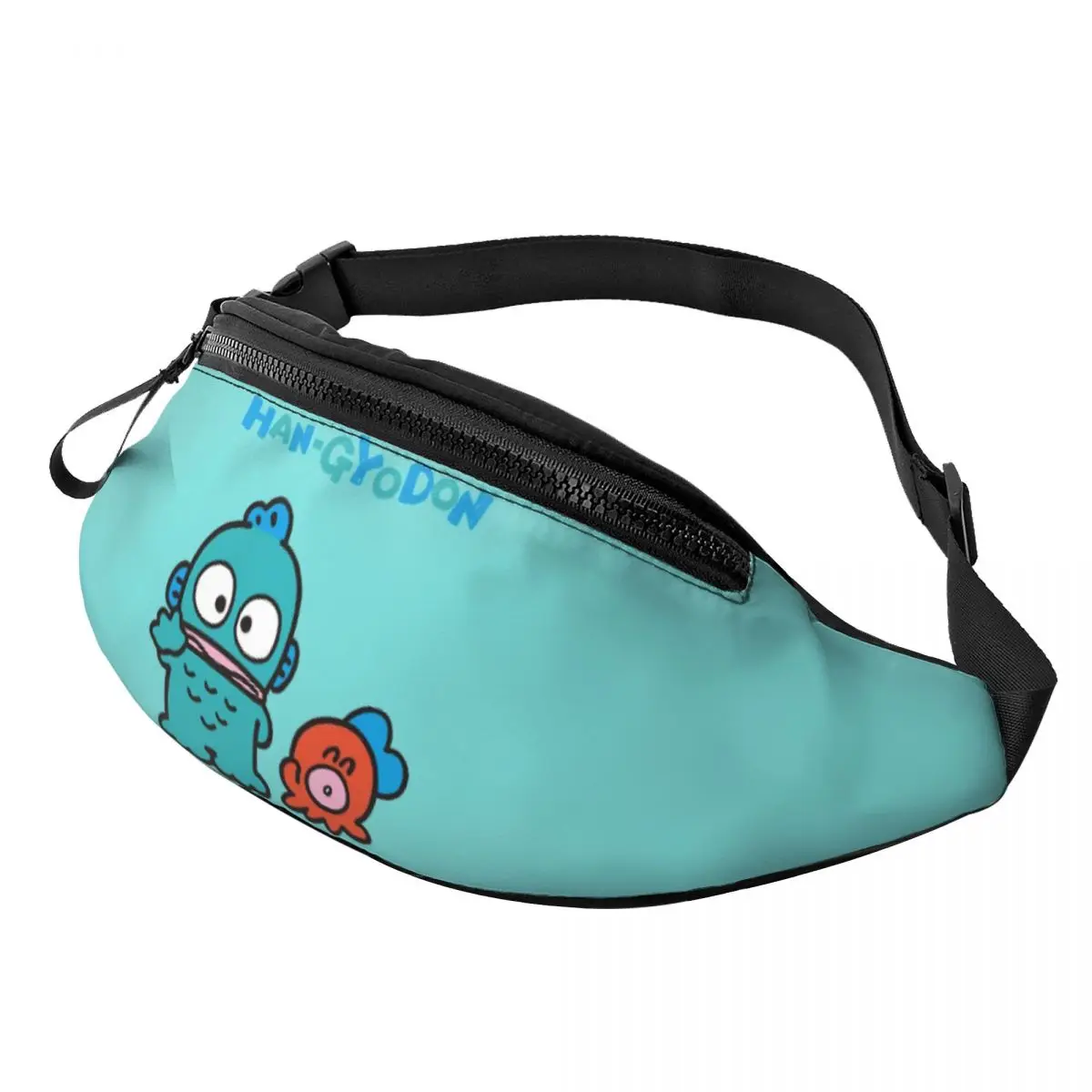 

Custom Cute Hangyodon Cartoon Fanny Pack Men Women Cool Crossbody Waist Bag for Camping Biking Phone Money Pouch