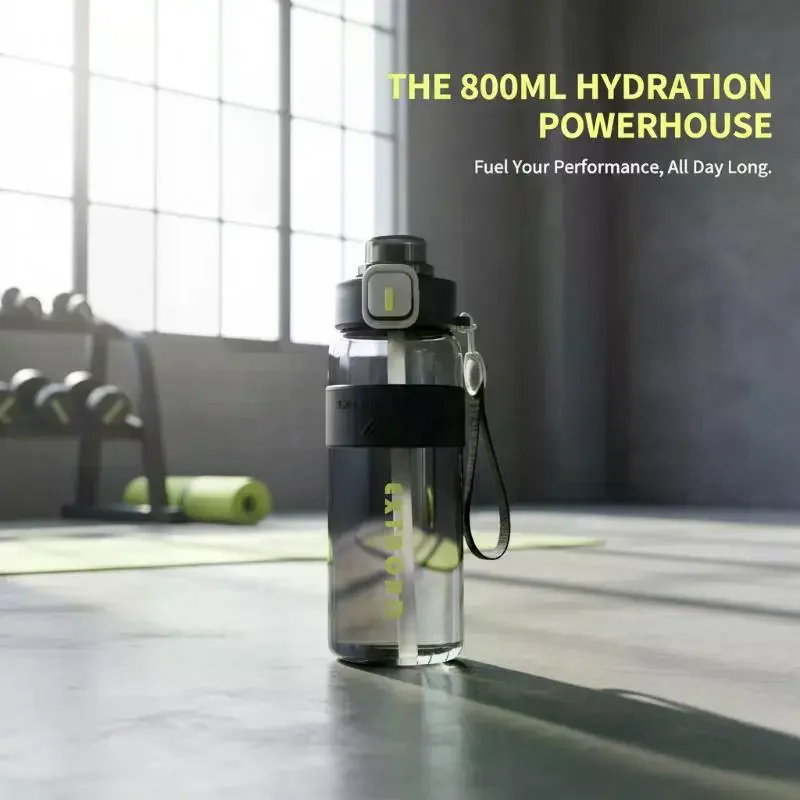 800/1200ml Sports Water Bottle - High Temp Resistant, Leakproof, With Straw & Direct Drinking For Outdoor