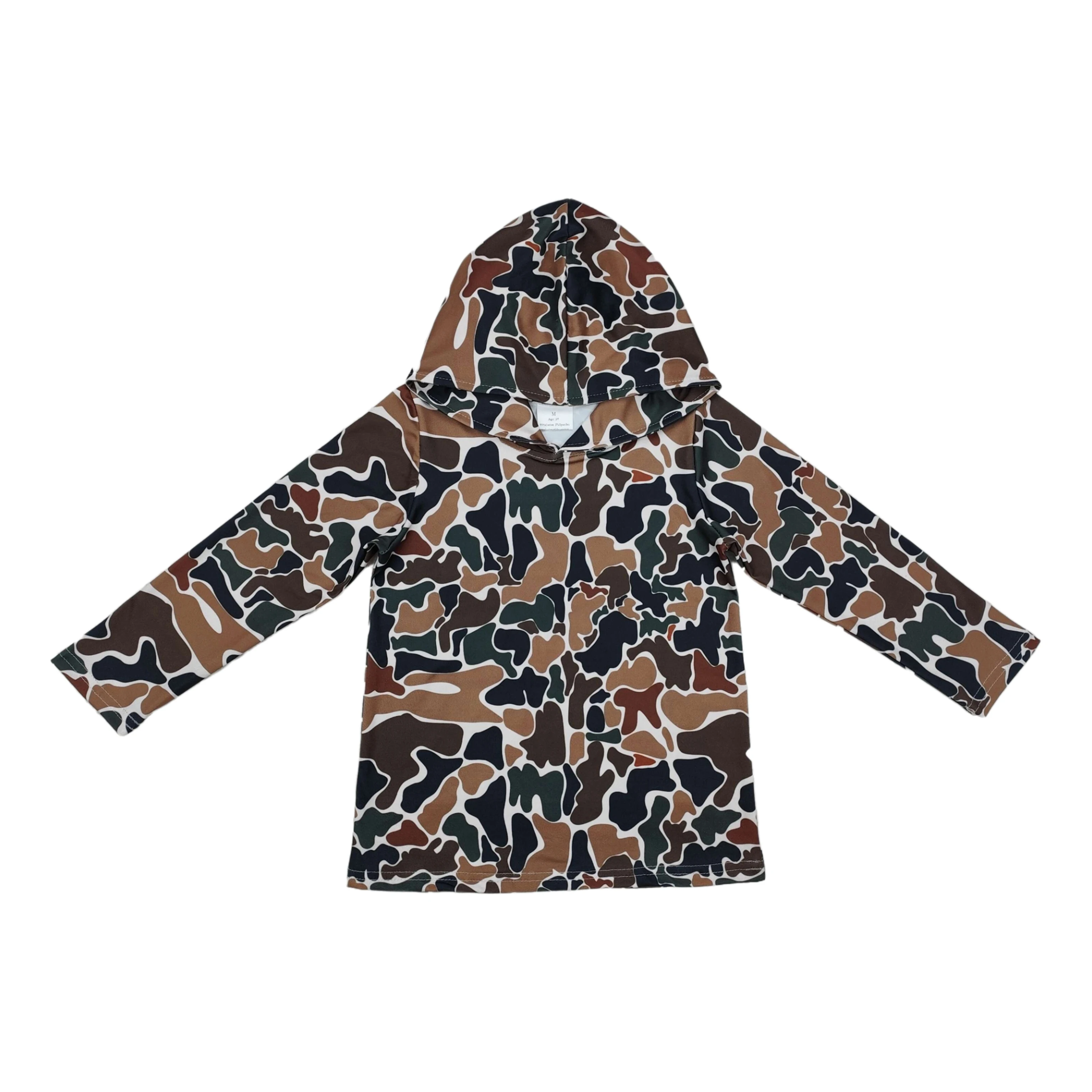 Wholesale Kids Baby Boy Sweatshirt Children Brown Camo Hooded Clothes Toddler Long Sleeves Hoodie Sportswear One Piece Shirt