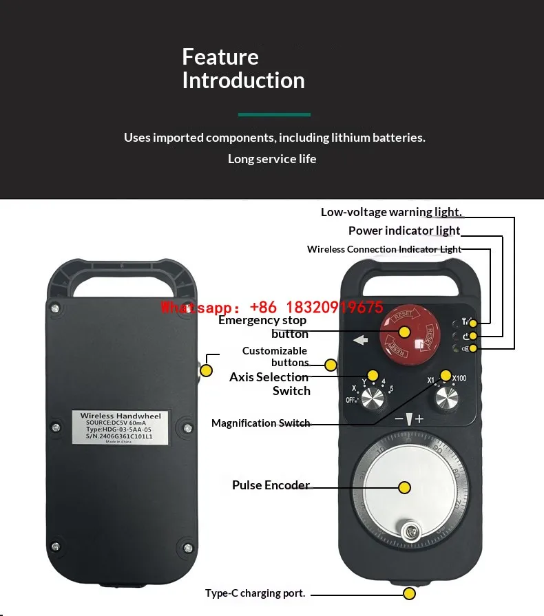 Cyclmotion with E-Stop 6axis MPG Handwheel Manual Generator CNC  support SIEMENS MITSUBISHI FANUC FAGOR PLC24V LNC GSK SYNTEC
