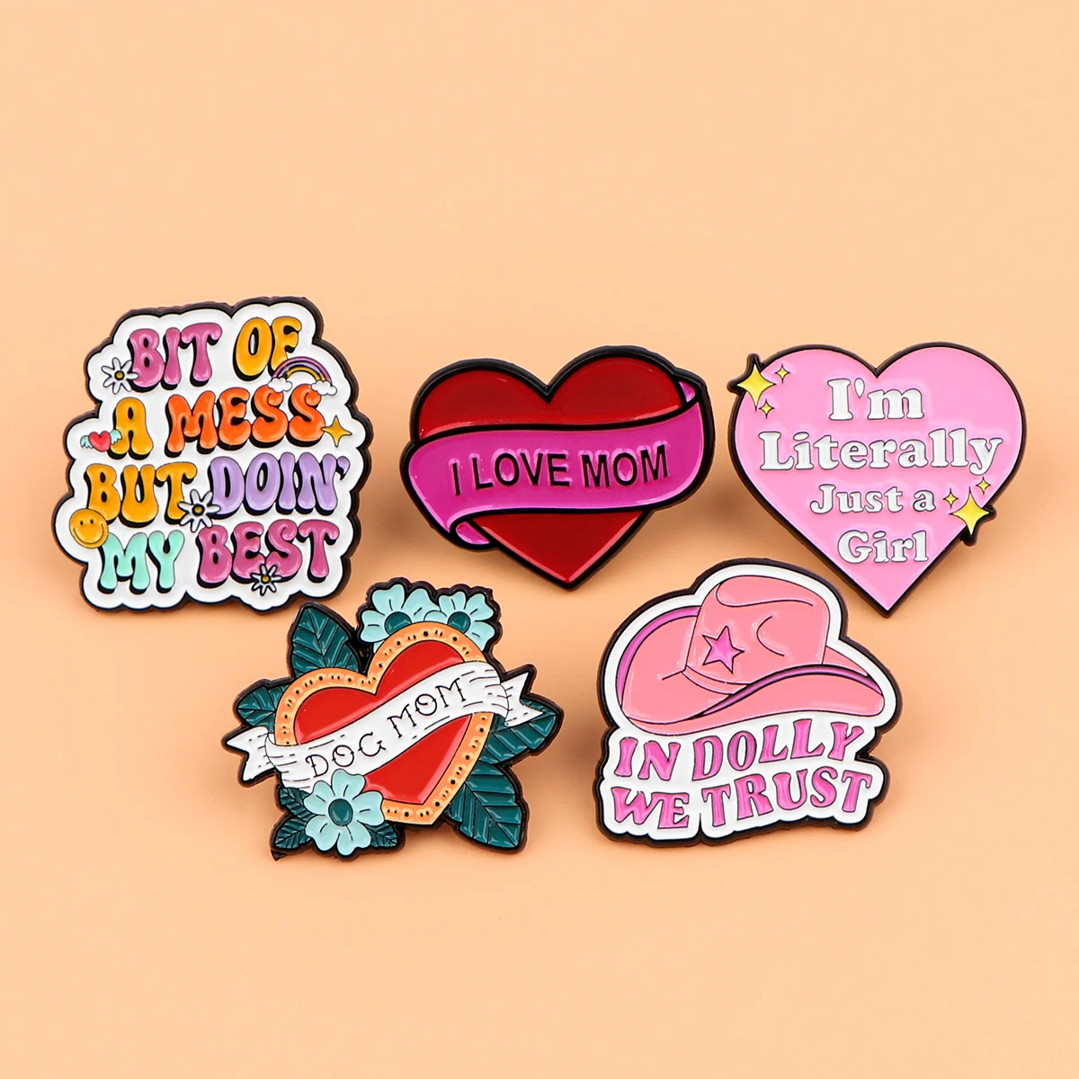 Funny Quotes Enamel Pins Cute Women\'s Brooches Men Lapel Pins Badge on Backpack Costume Accessories Heart Jewelry Mom Gifts