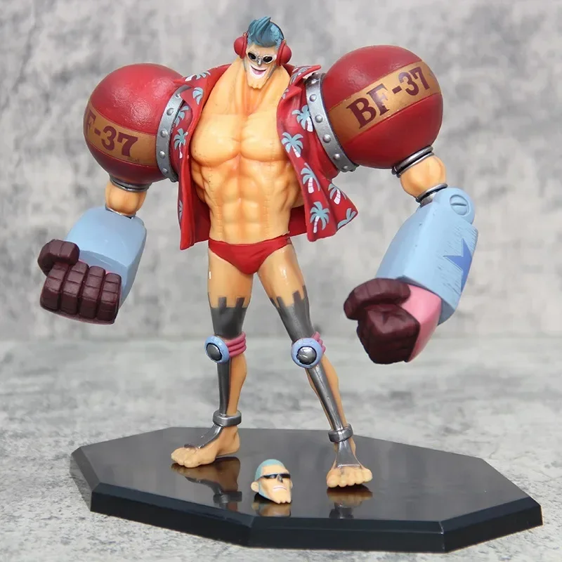 One Piece Anime Figure GK Franky Fighting Pirates 2 Heads Replaceable Action Figure Statue Decoration Doll Toys Christmas Gifts