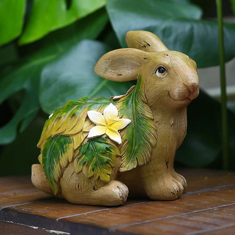 Handmade Resin Cat Rabbit Snail Tortoise Statues Green For Home Garden Outdoor Yard Lawn Decoration