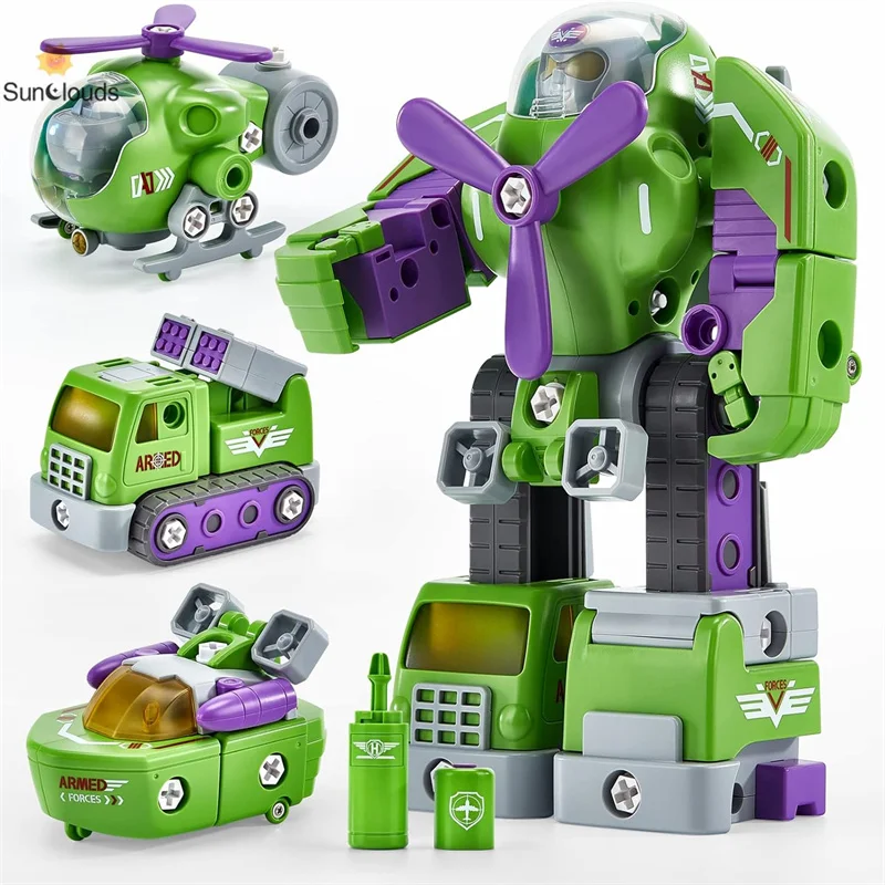 

Year Old Boy Toys - 3 in 1 Take Apart Helicopter, Missile Truck, Ship Transform to Robot Boys Toys Age 4-6 Year Old Boys Girls