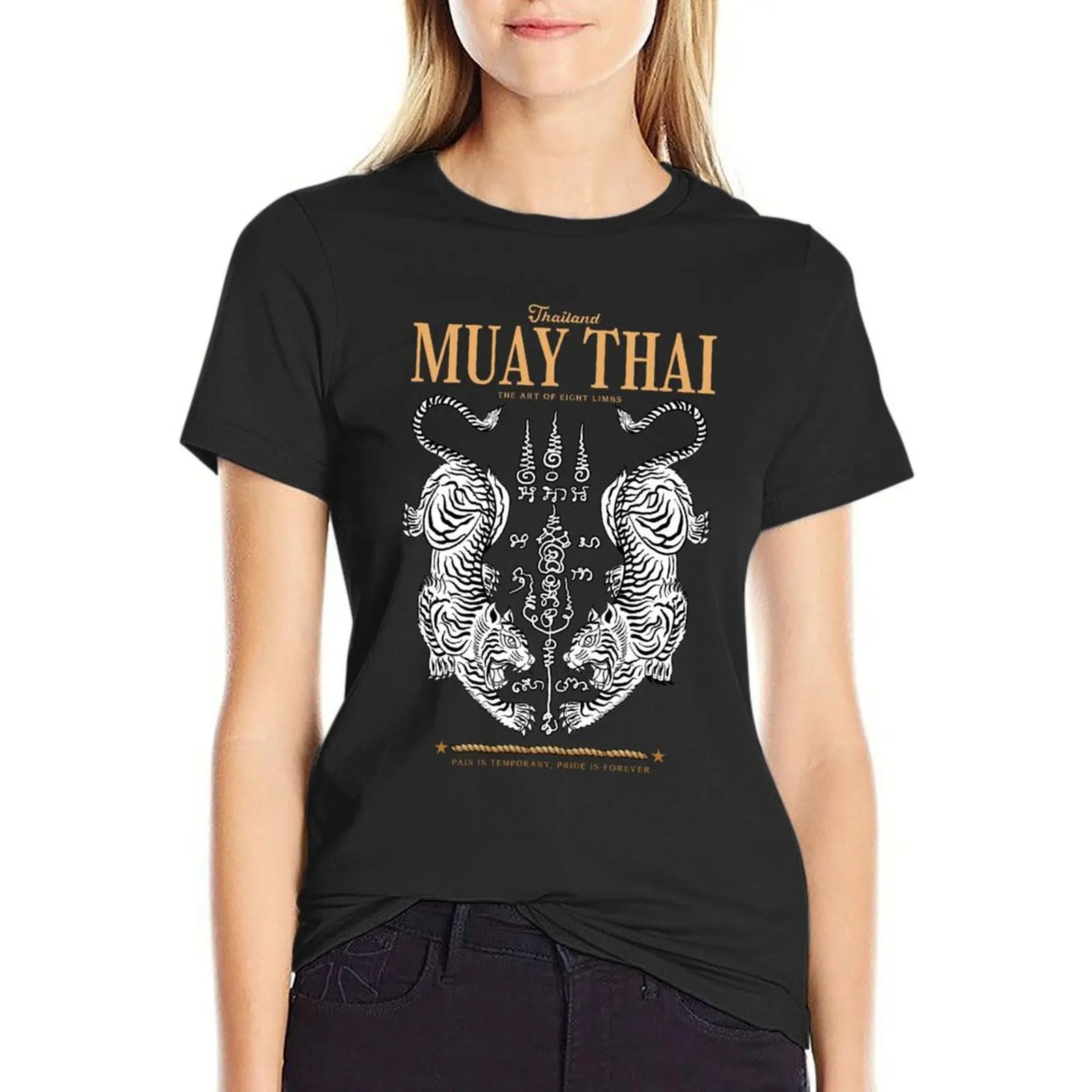 Classic Muay Thai Twin Tiger T-Shirt animal print summer clothes hippie clothes t shirts for Women graphic